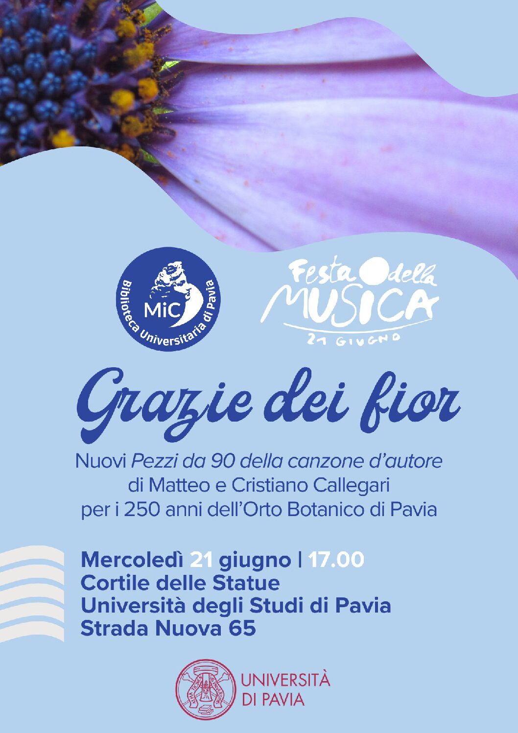 "Grazie dei fiori", il 21 giugno evento musicale per il 250° compleanno dell'Orto Botanico